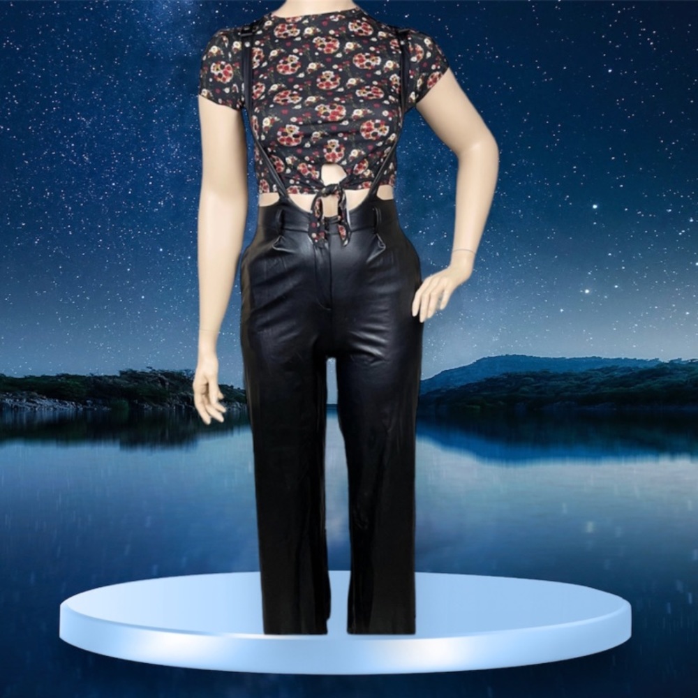 Faux leather overalls with flare bottom TOP not included NKD COLLECTIOBS